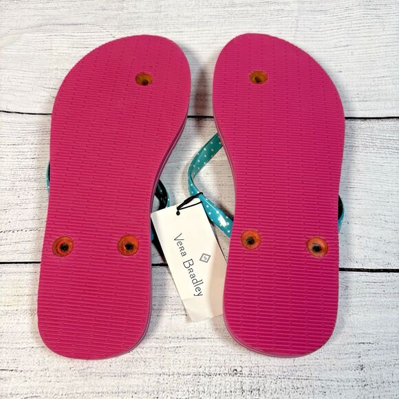 Vera Bradley Sz 7/8 Sunburst Floral Multi-Colored Flower Theme Flip Flops NEW - Picture 2 of 2